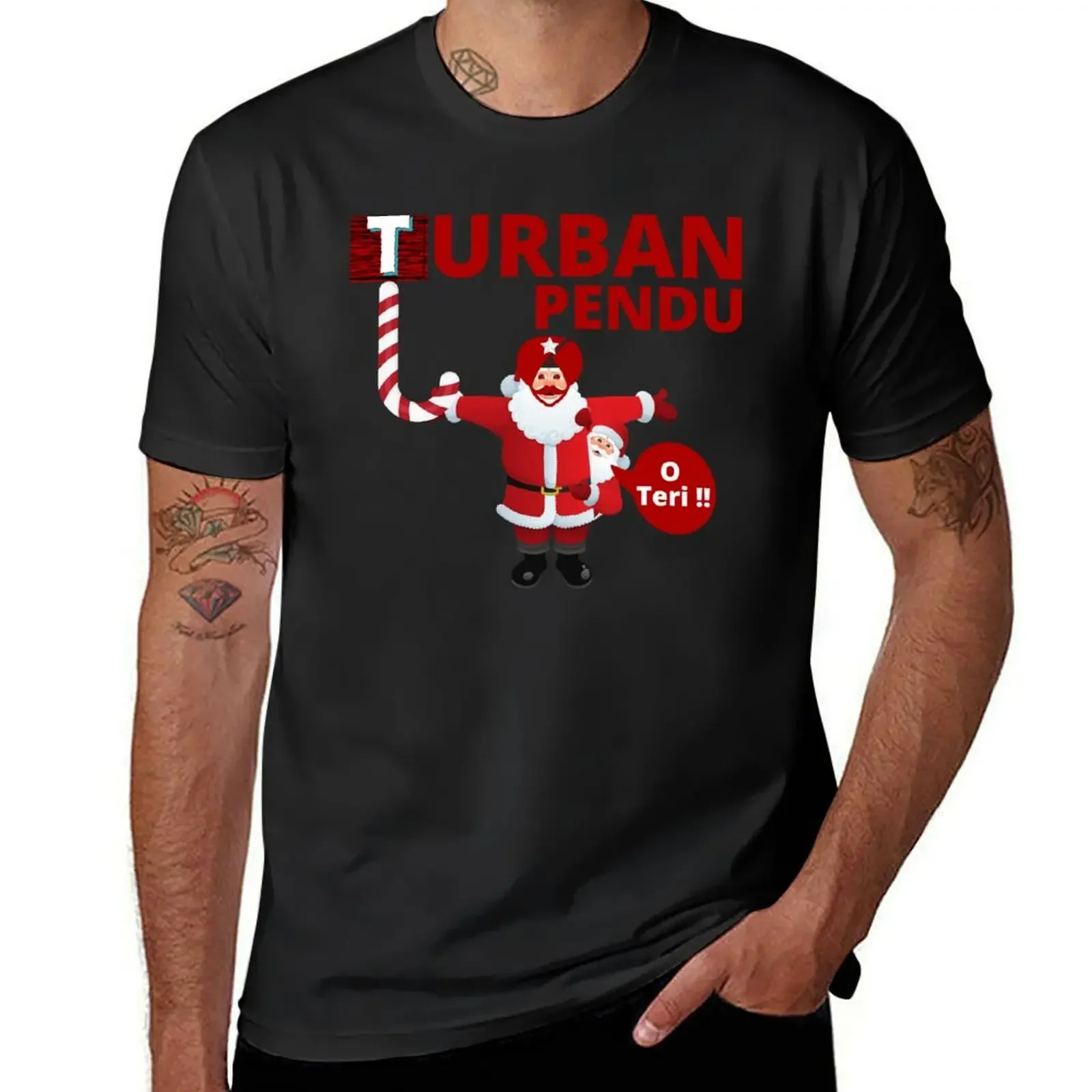 

Punjabi Santa Cute funny Turban pendu Punjabi Christmas T-Shirt graphic t shirt vintage shirts graphic anime shirts men