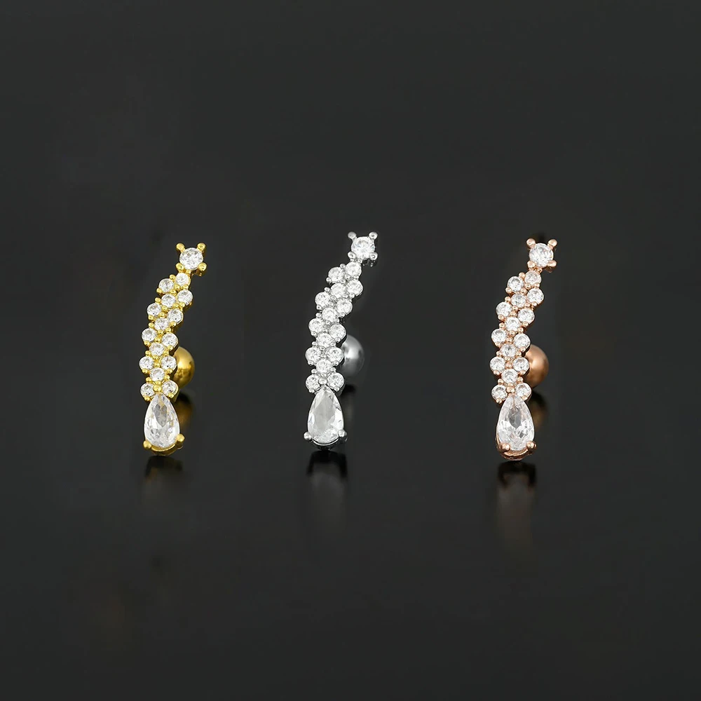 Stainless Steel Piercing Earrings 1PC Star CZ Ear Stud Piercing Earrings for Women Helix Cartilage Conch Rook Tragus Jewelry