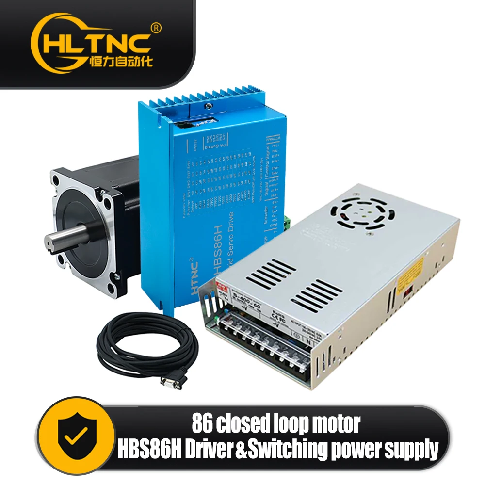 HLTNC Nema34 moteur pas à pas 4.5Nm 8.5Nm 12Nm boucle fermée avec encodeur + pilote HBS86H + alimentation 400w 60v + câble d'encodeur 3M