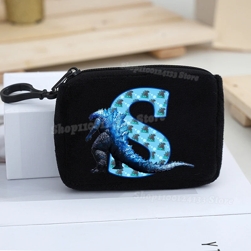 Godzillas Coin Purse Letters Kong Movie Cartoon Print Boys Kids Cute Plush Portable Wallet Men Office Key Storage Mini Bag Gifts