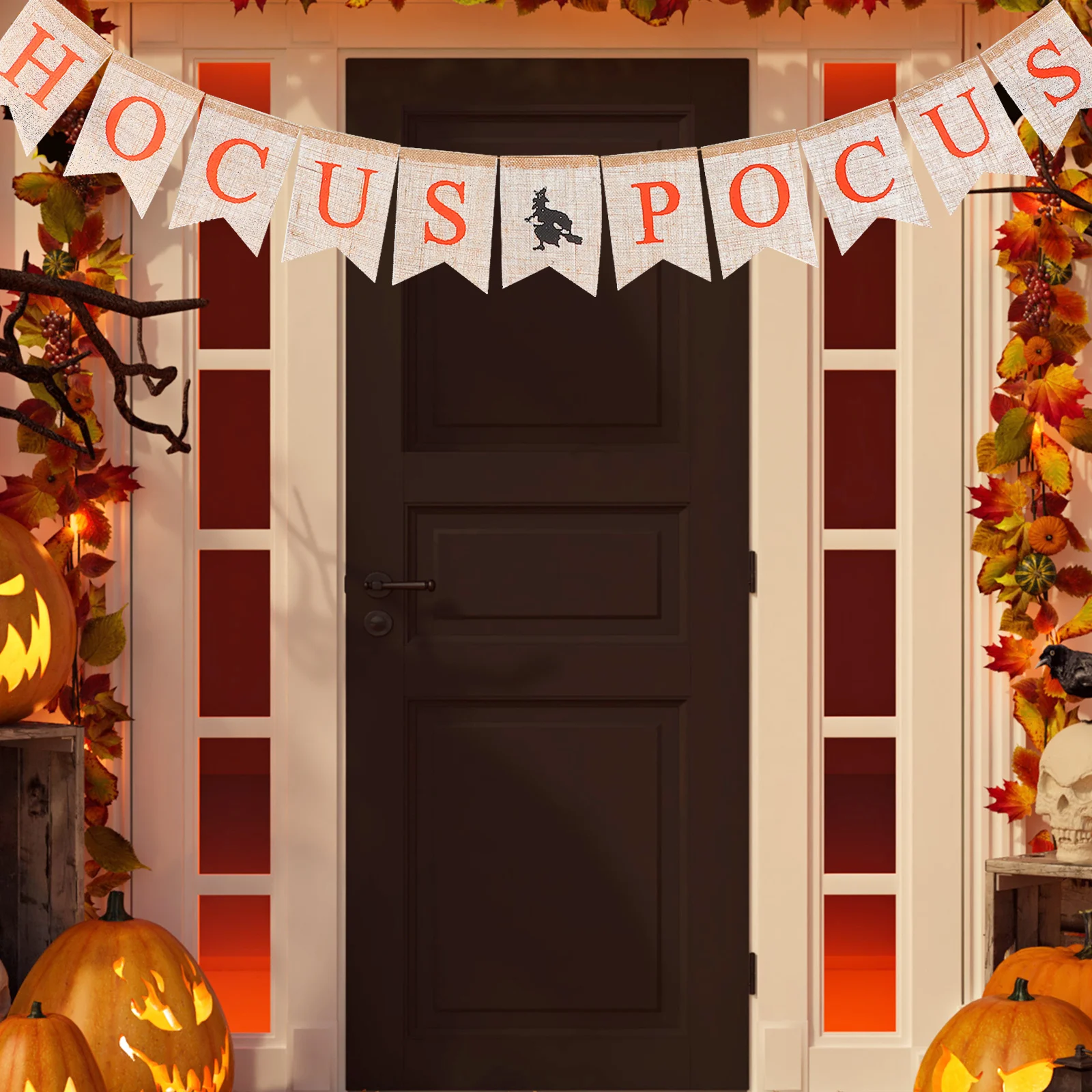 

1Pcs Halloween Banner Linen Swallowtail Letter Design Cloth Hanging Decoration Lightweight Party Supplies for Home