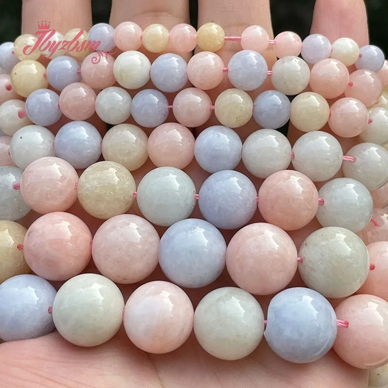 6/8/10/12mm Round Beryl Morgan Jades Smooth Loose Stone Spacer Beads for DIY Accessories Necklace Bracelet Jewelry Making 15\