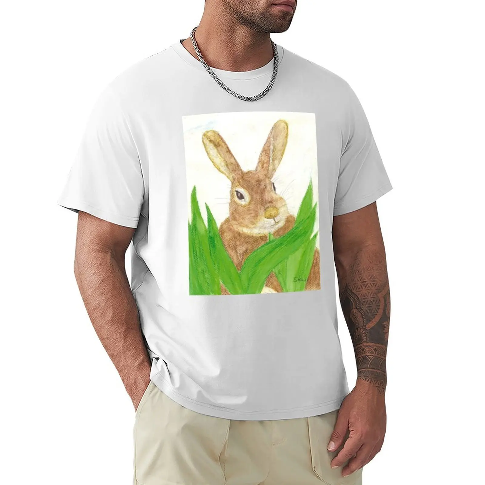 Easter bunny in the grass T-shirt Blouse summer clothes mens graphic t-shirts