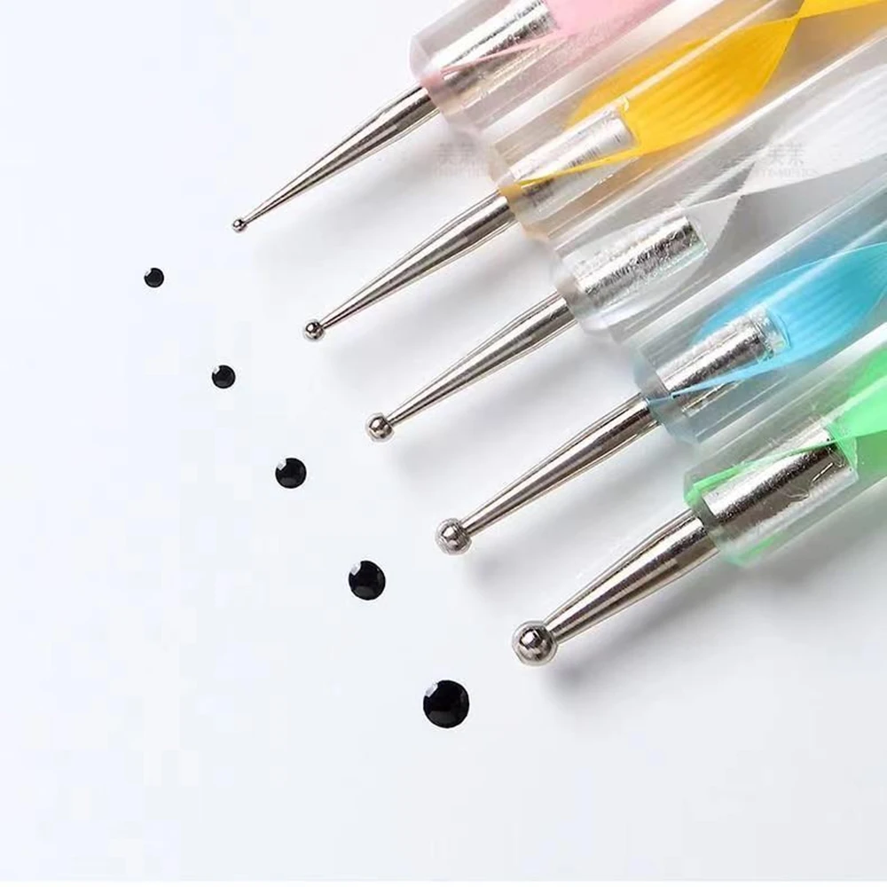 

5PCS/Set Double headed Electric Drill Pen Professional Acrylic Spiral Rod Flower Indentation Pen Nail Art Design Tools
