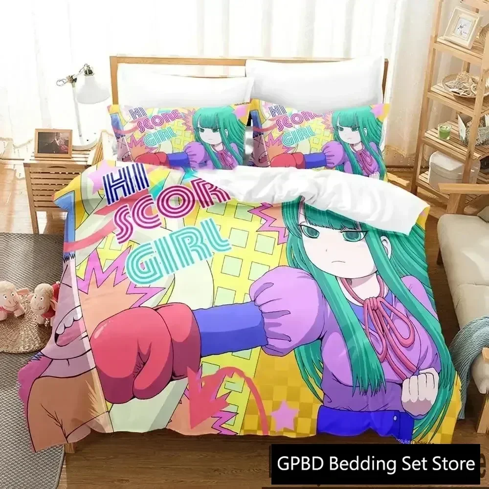 Luxury New 3D Print Hi Score Girl Anime Bedding Set Duvet Cover Bed Set Quilt Cover Pillowcase Queen Size Boys Adult Bedding Set