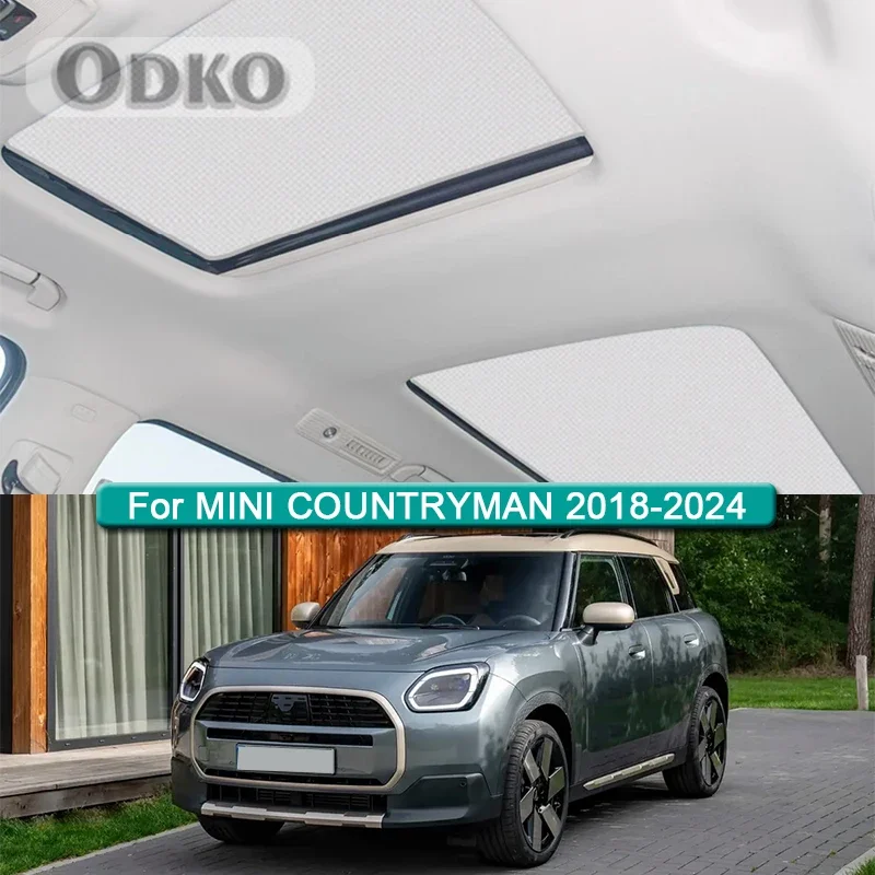 Car Roof Sunshade For MINI COUNTRYMAN 2018-2023 2024 Electrostatic Adsorption Sunroof Sunshade Skylight Blind Shading Sticker