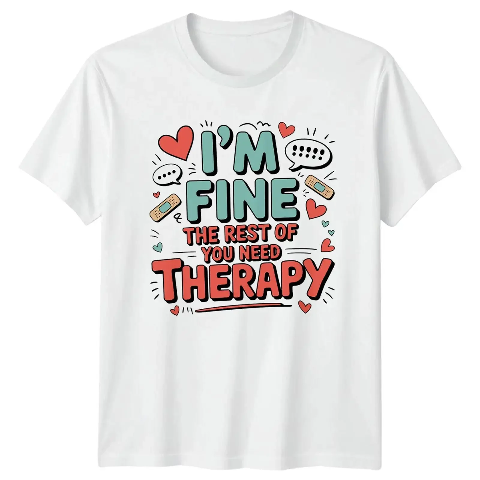 Im Fine The Rest Of You Need Therapy T Shirt Herren Damen  vintage Washed Stretched Top For Everyday Wear homme Comfortable