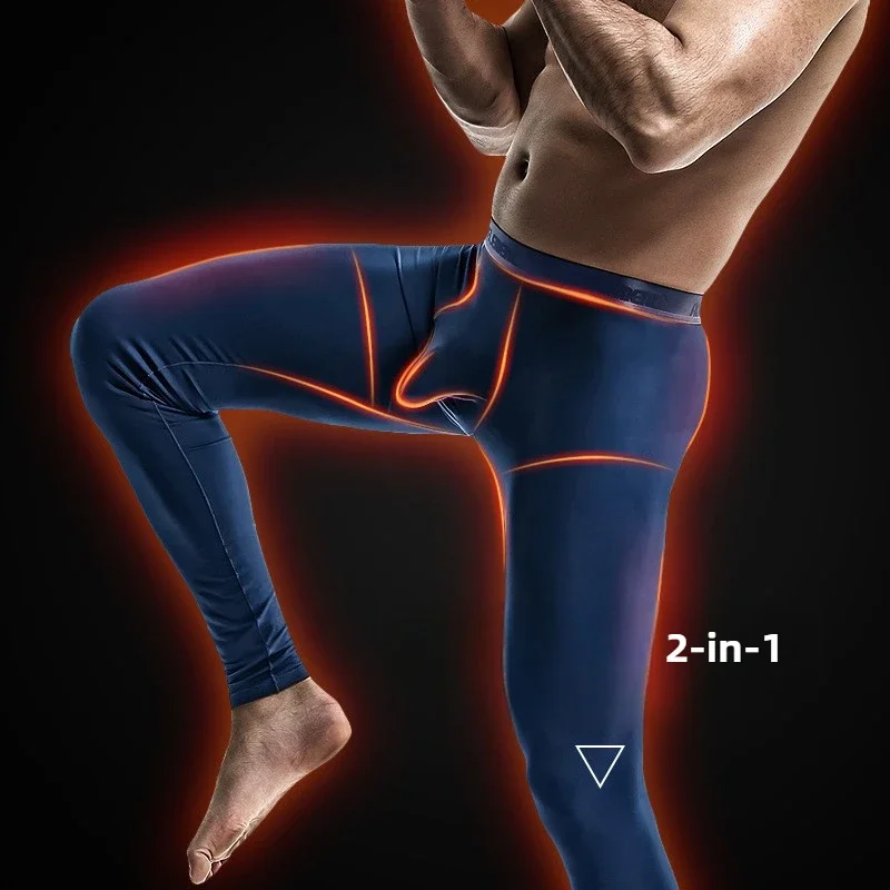 Mens Thermal Pants Bullet-type Separation Long Johns Thin Tight Thermal Leggings  Autumn and Winter Clothes for Men