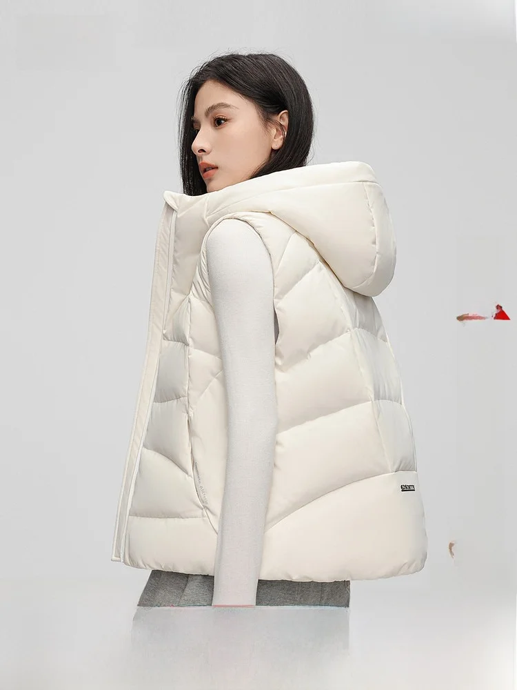 

Женский пуховый жилет Snowy Commute 2026: Новинка Весны, модный, теплый, с капюшоном, универсальный, для повседневной носки