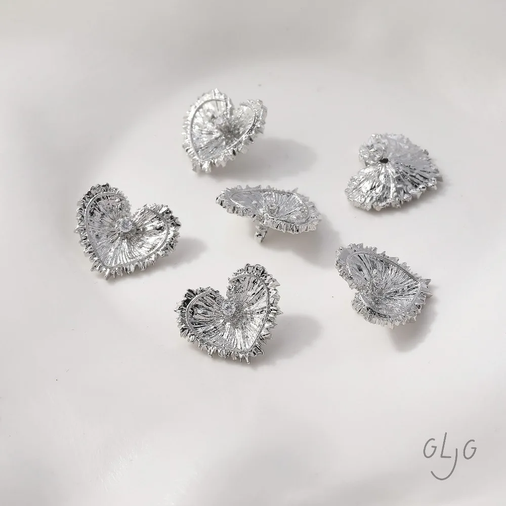 4PCS Heart Charms Stud Earrings Ear Clip Diy Connectors Jewelry Making Findings Supplies 14k Gold Plated 16*14mm view 4