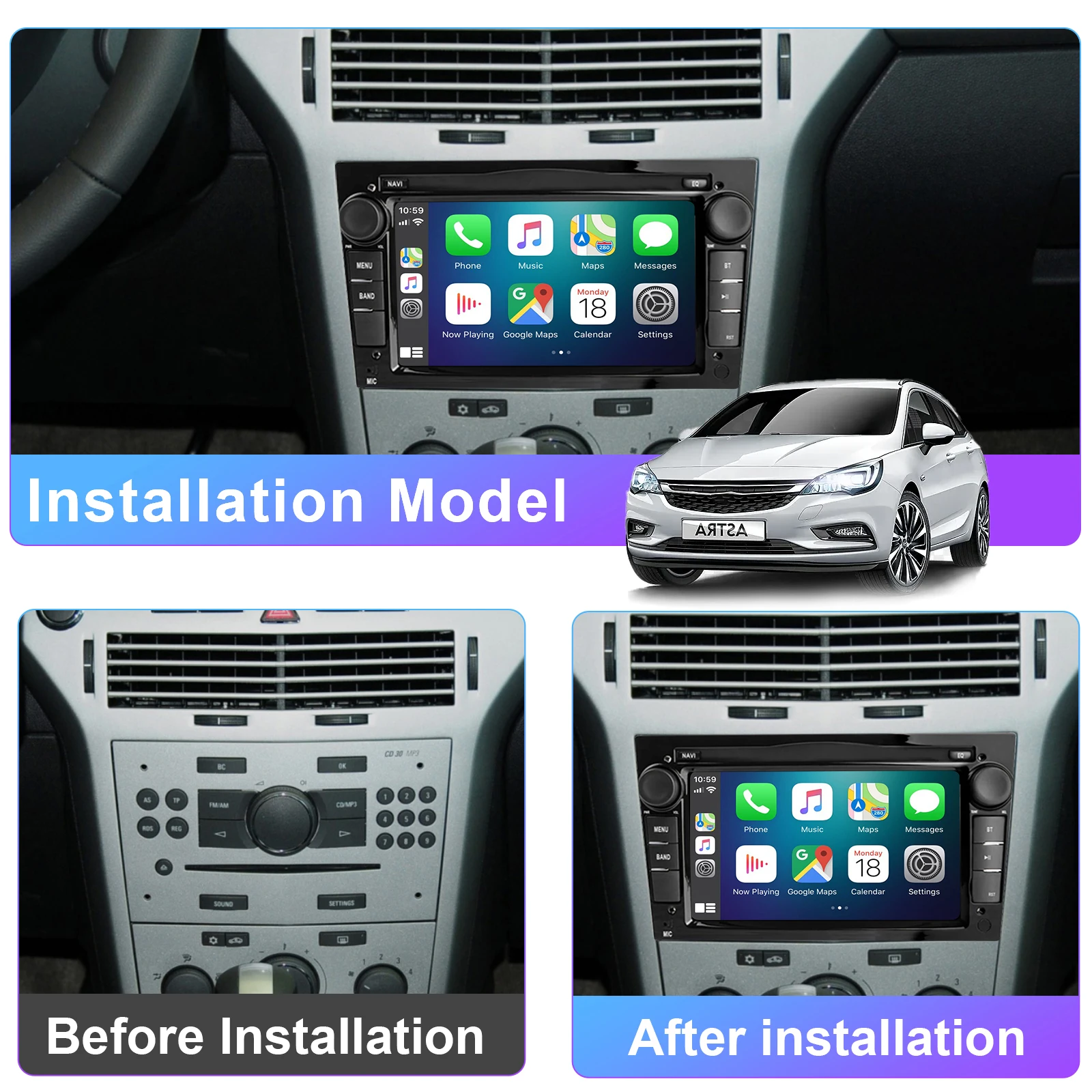 Android Car Radio For Opel Astra Corsa Antara Vectra Zafira Multimedia Player Supports CarPlay, Android Auto, GPS Navigation
