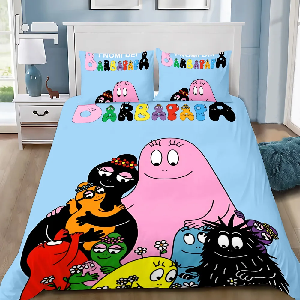 3D Printed Barbapapa Bedding Set for Boys Girls Duvet Cover And Pillowcase Included Twin Queen King Full Single Double Sizes