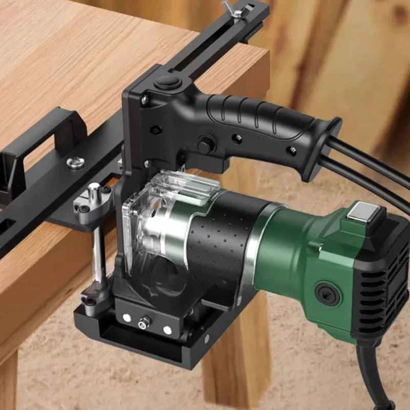 2 In 1 Electric Wood Slotting Trimming Tool Woodworking Connection Opening Fasteners Handheld Punching Locator Grooving Machine