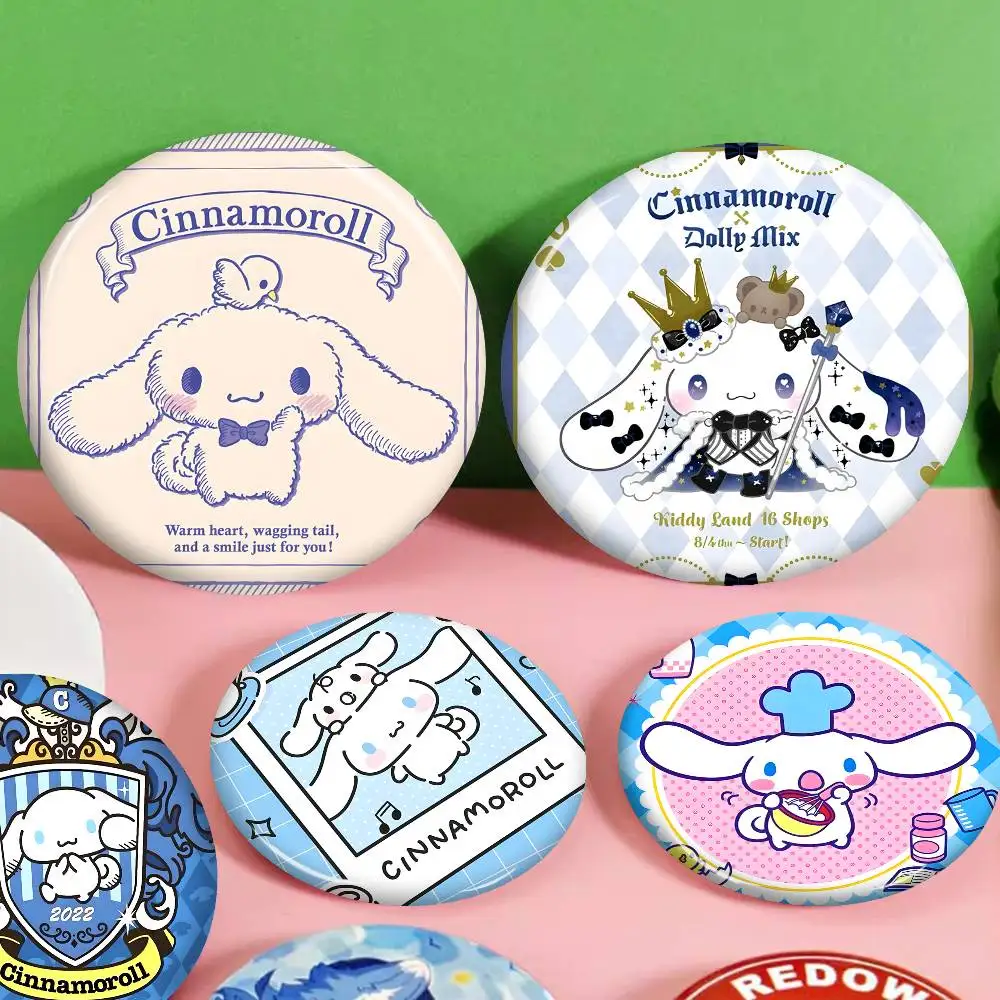 Cartoon C-Cinnamoroll Creative Pins Funny Faces Round Snap-in Brooch Badge Backpack Hat Accessories Jewelry Gifts
