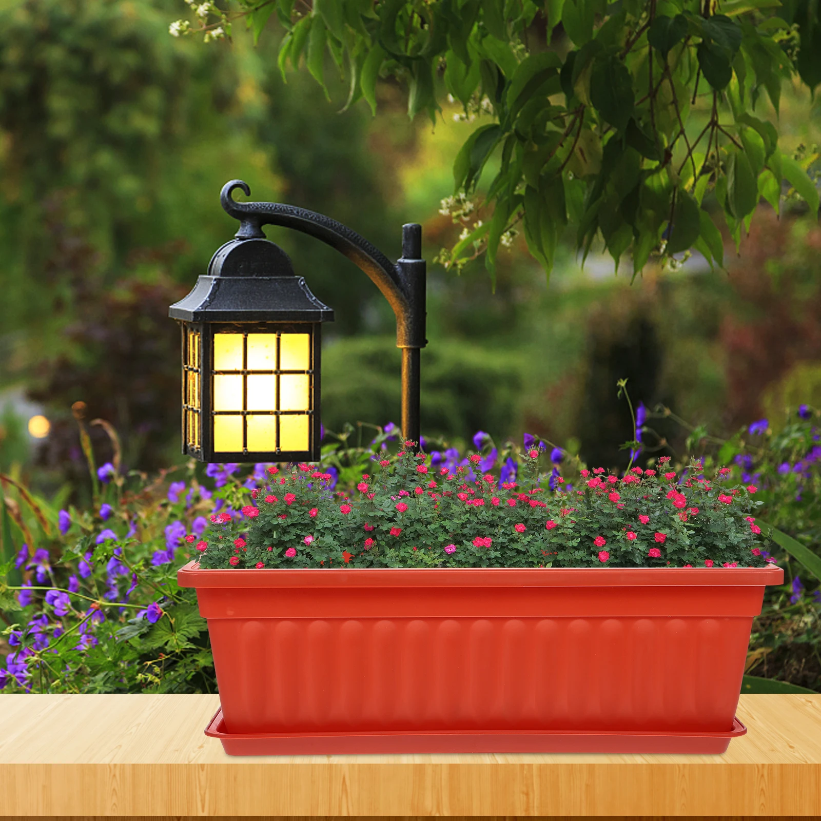 

2pcs Planting Pots Rectangular Garden Containers Reusable Resistant Scratch Impact Plastic Flower Pots for Outdoor Indoor
