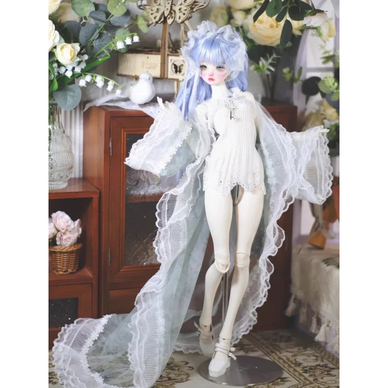 1/4 BJD دمية فستان أبيض أسود تنورة فستان طويل مجموعة دمى الملابس والاكسسوارات (الملابس فقط لا دمى)