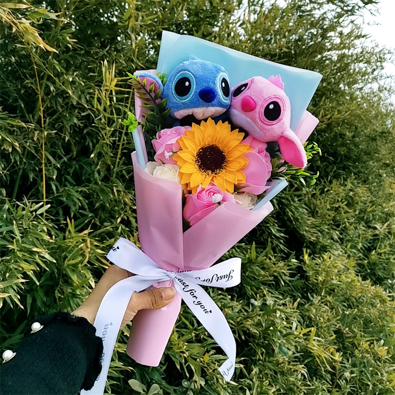 Anime Lilo & Stitch Stuffed Doll Bouquet Anime Cartoon Stuffed Doll Birthday Girl Valentine'S Christmas Day Woman Gifts