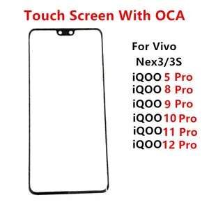Bilashmart Touch Screen Vivo iQOO 12 Pro 11 10 9 8 5 Nex 3 3S Front Panel LCD Display Outer Glass Repair Replace Parts + OCA