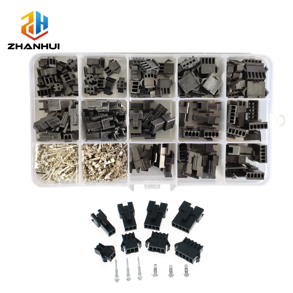 420PCS JST SM 2.5mm Pitch Connector Kit - 2/3/4/5 Pin Male/Female Housing Plug Assortment for Wire Harness