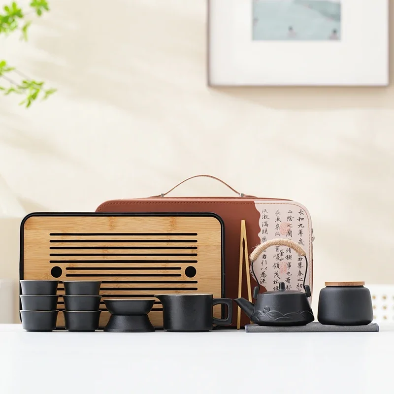 

Portable travel tea set, household simple storage tea tray, light luxury gift box, souvenir customization