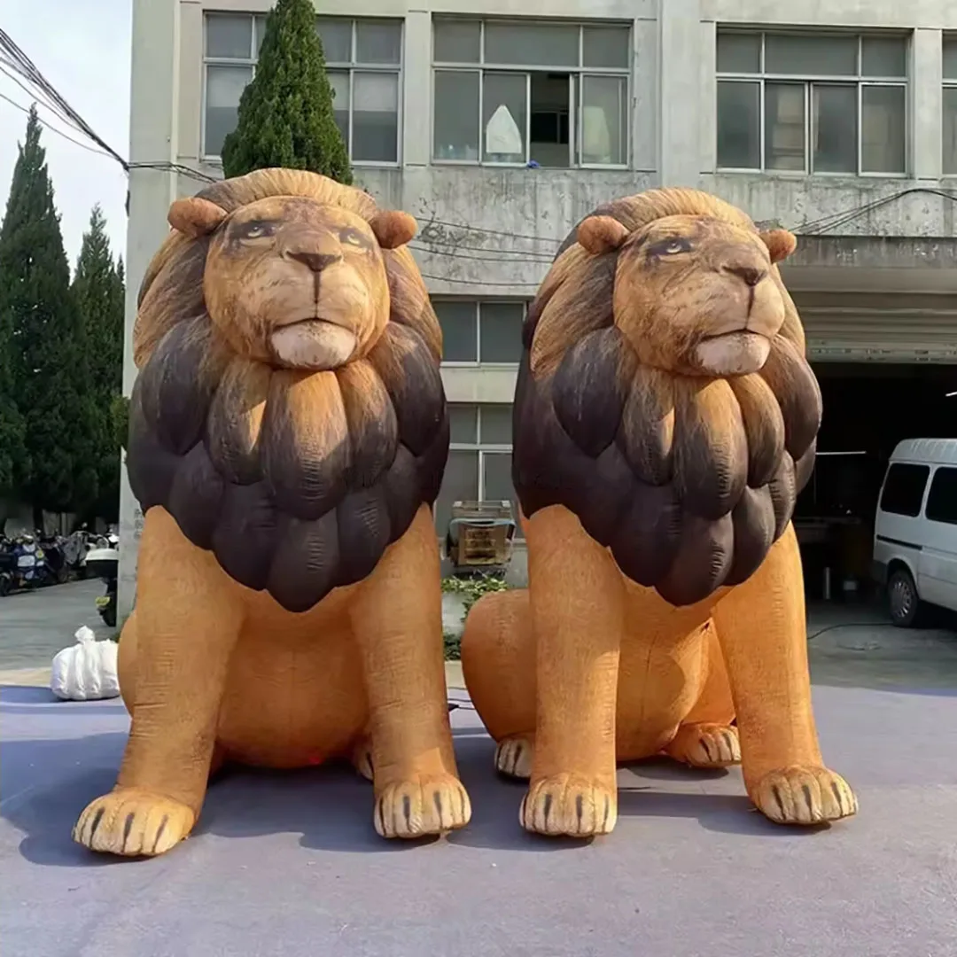 

Giant Inflatable Lifelike Lion Air Blow Cartoon Afracan Lion Animal Mascot Balloon with Blower Event Party Decor Advertise Props