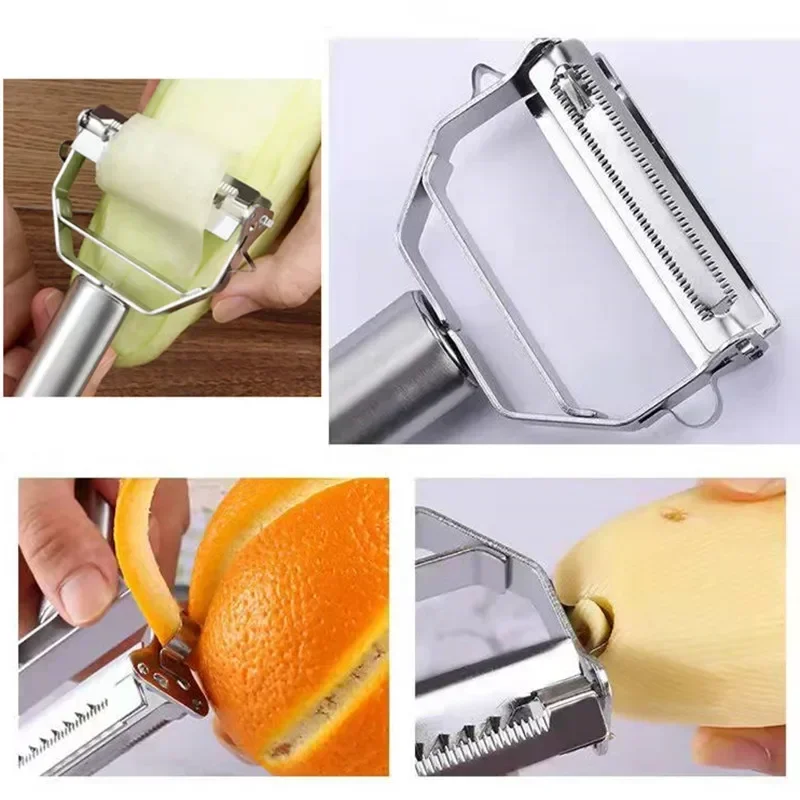 Kitchen Vegetable Peeler Stainless Steel Melon Planer Double-Head Peeler Household Multiple-Function Fruit and Vegetable Peeler