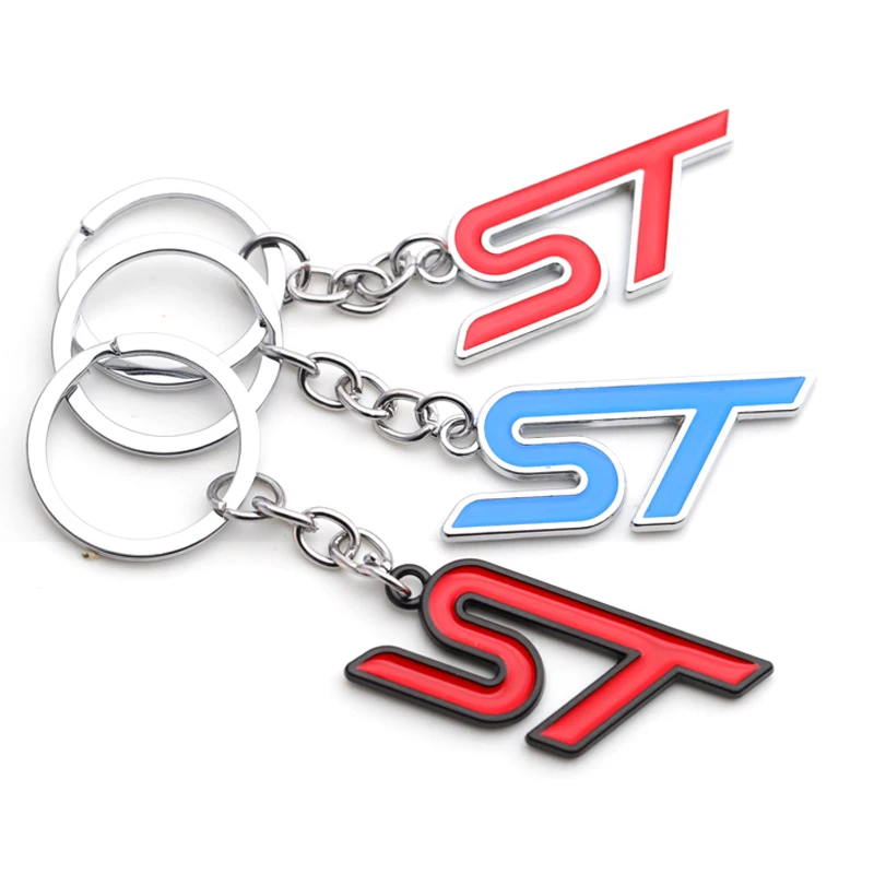 Car ST Keychain Badge Keyring Metal Key Chain Ring Holder for Ford ST Logo Focus Fiesta Ecosport 2009 - 2015 Mondeo Kuga Fusion