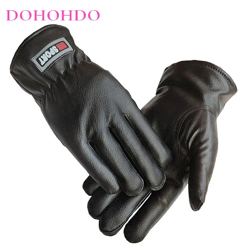 

Thick Leather Gloves In Autumn And Winter PU Gloves Men's Outdoor Cross-country Motorcycle Riding Black Gloves Кожаные Перчатки