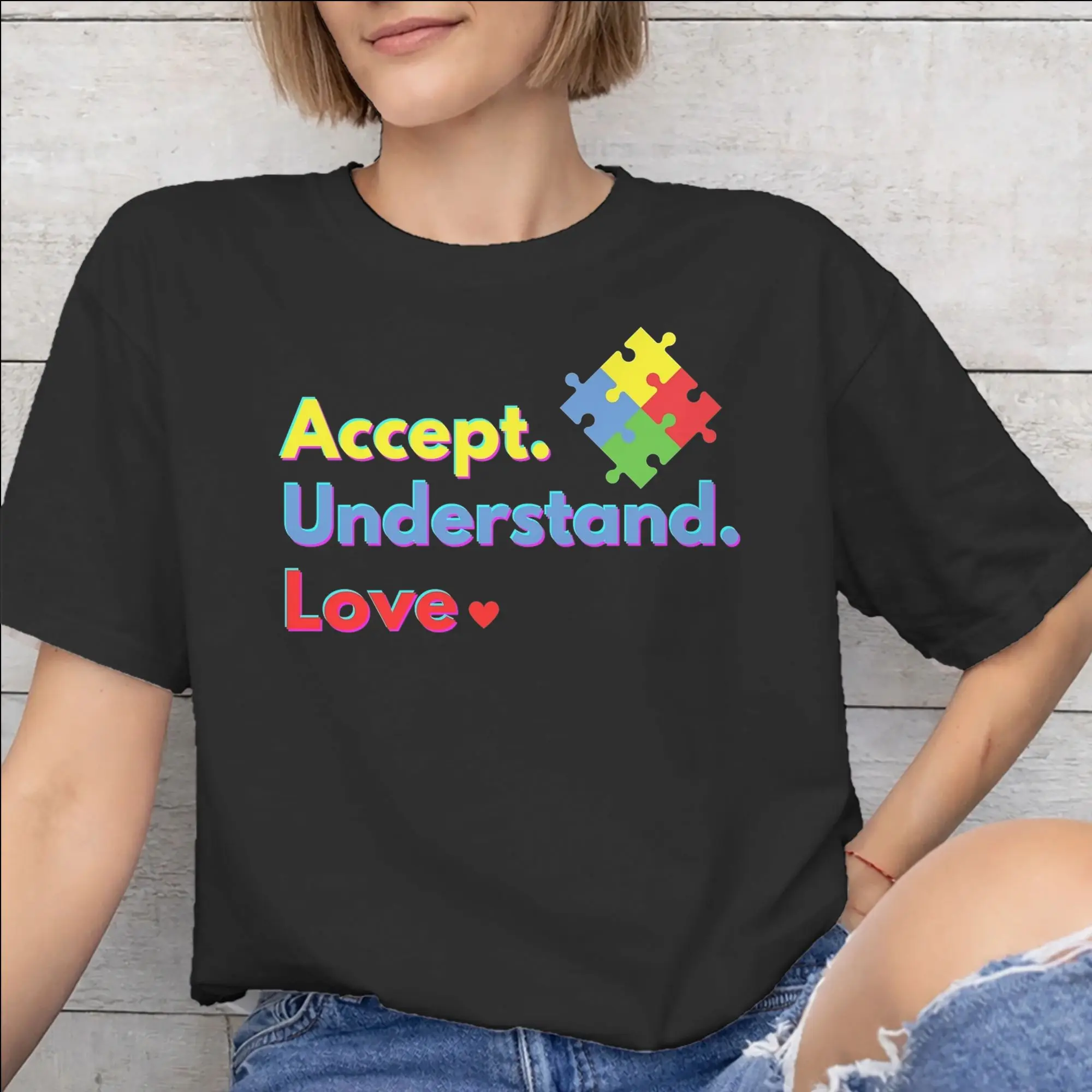 Autism Awareness Respect Love Support  New Arrival T Shirts Men Women  Pure Cotton  Tee Shirt Clothing