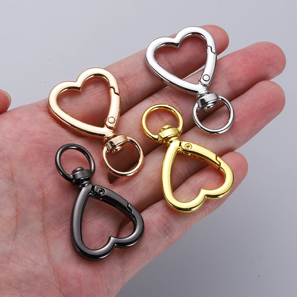 50pcs Heart Shape Swivel Buckles Alloy Trigger Spring Keyring Key Ring Holder Hook for Keychains Bag Handbag Making Accessories