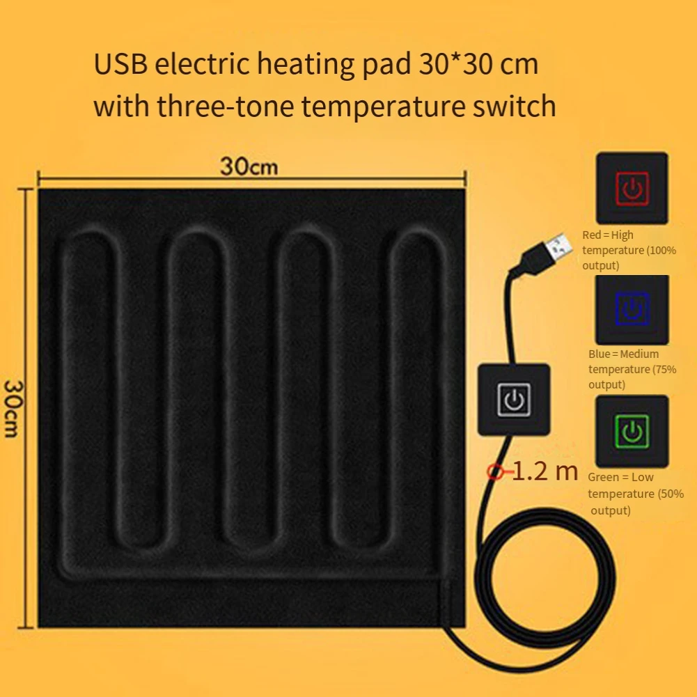 1pc USB Interface 5V Electric Blanket Adjustable USB Heated Blanket Winter Warm Heating Pad For Outdoor Student Dormitory