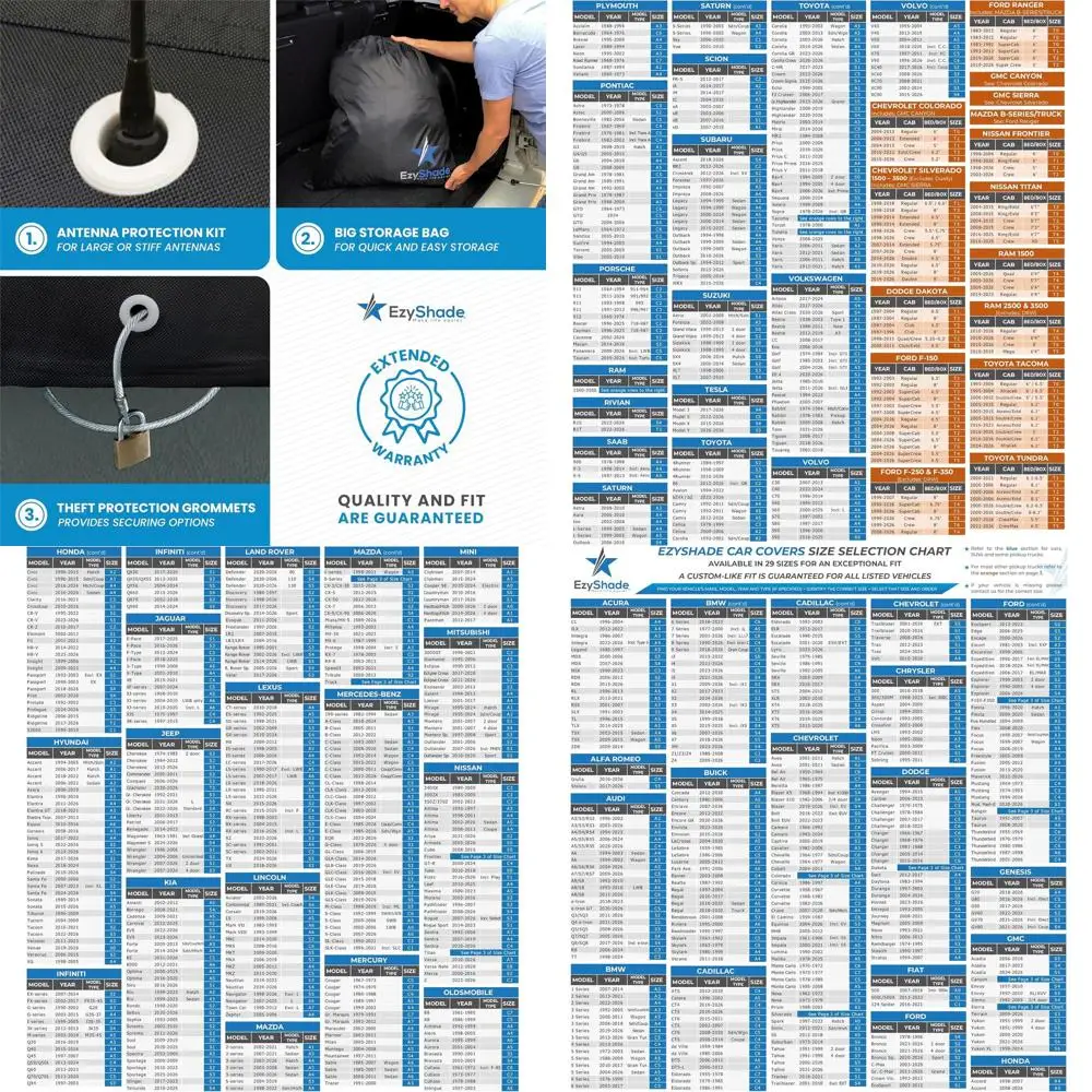 

All-Weather 10-Layer Waterproof Truck Cover, Perfect Fit for Ranger, Frontier, Tacoma - Black, Size T1 (Refer to Size Chart)