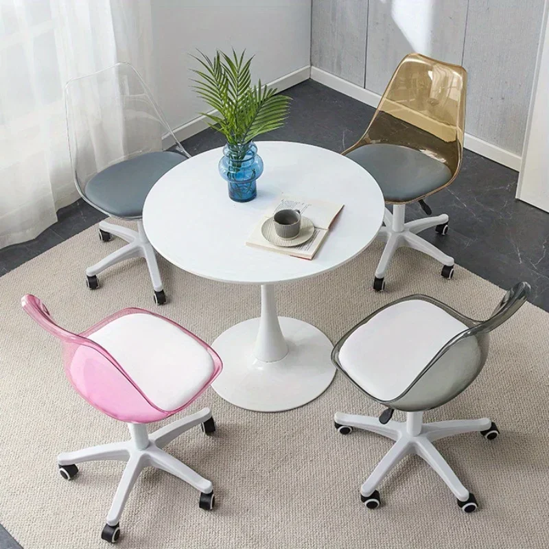 ww Computer Chair Transparent Backrest Adjustable Office Home Study Swivel Bedroom Dormitory