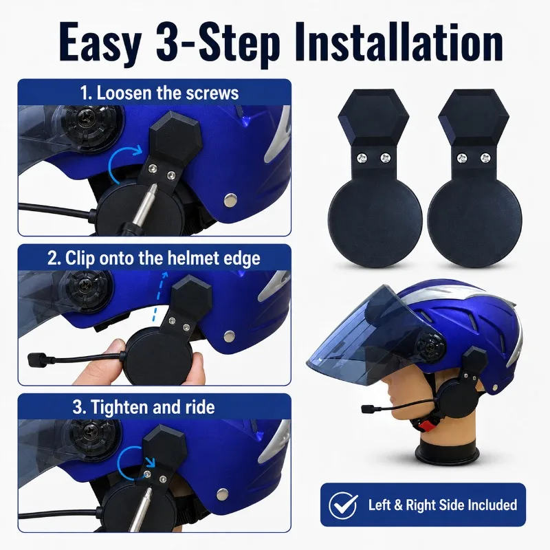 Clip-On Helmet Ear Covers for Wind Protection - usage example