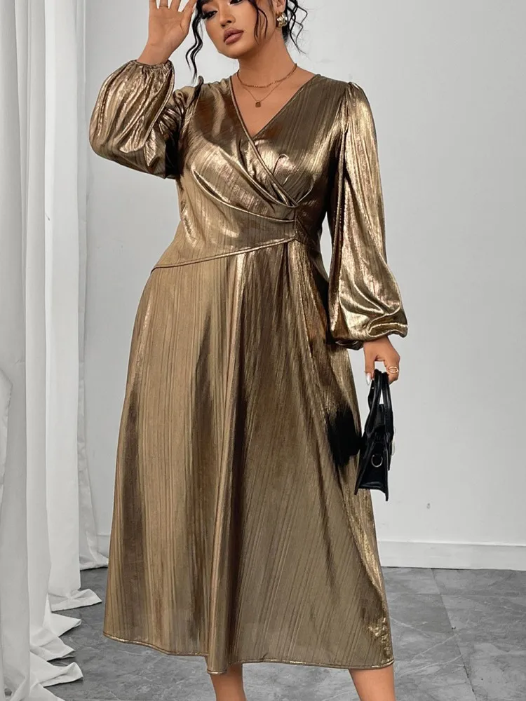 

XL-4XL Plus Size Clothes Dresses Women Robes 2026 Spring Autumn Loose Street Casual 3XL Big Size Office Lady Midi Dress Oversize