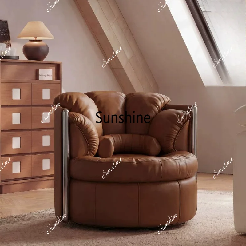 Vintage-style swivel sofa chair, light luxury backrest lounge chair, master's seat sofa