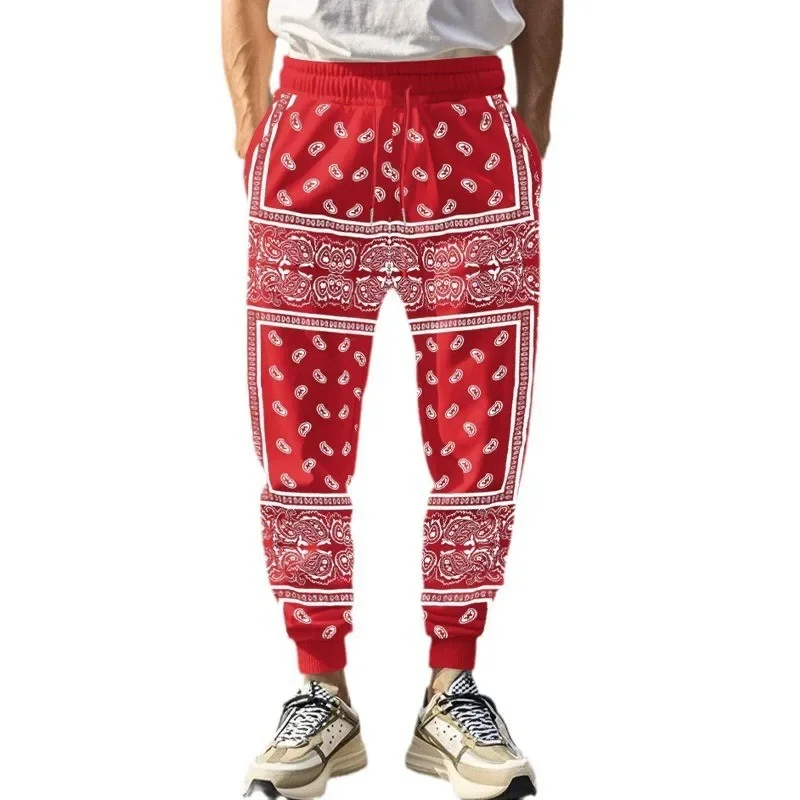 カシューフラワーパンツ小足ファッションズボン,伸縮性ウエストアスレジャープリントズボン男性カーゴパンツ男性