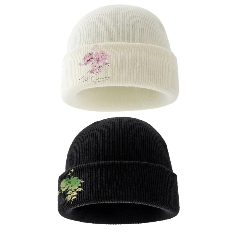 

2023 Knitted Hat Soft Baby Bonnet Hat Winter Warm Hat Beanie for Baby Toddler Newborn Kid Child Flower Print Hat