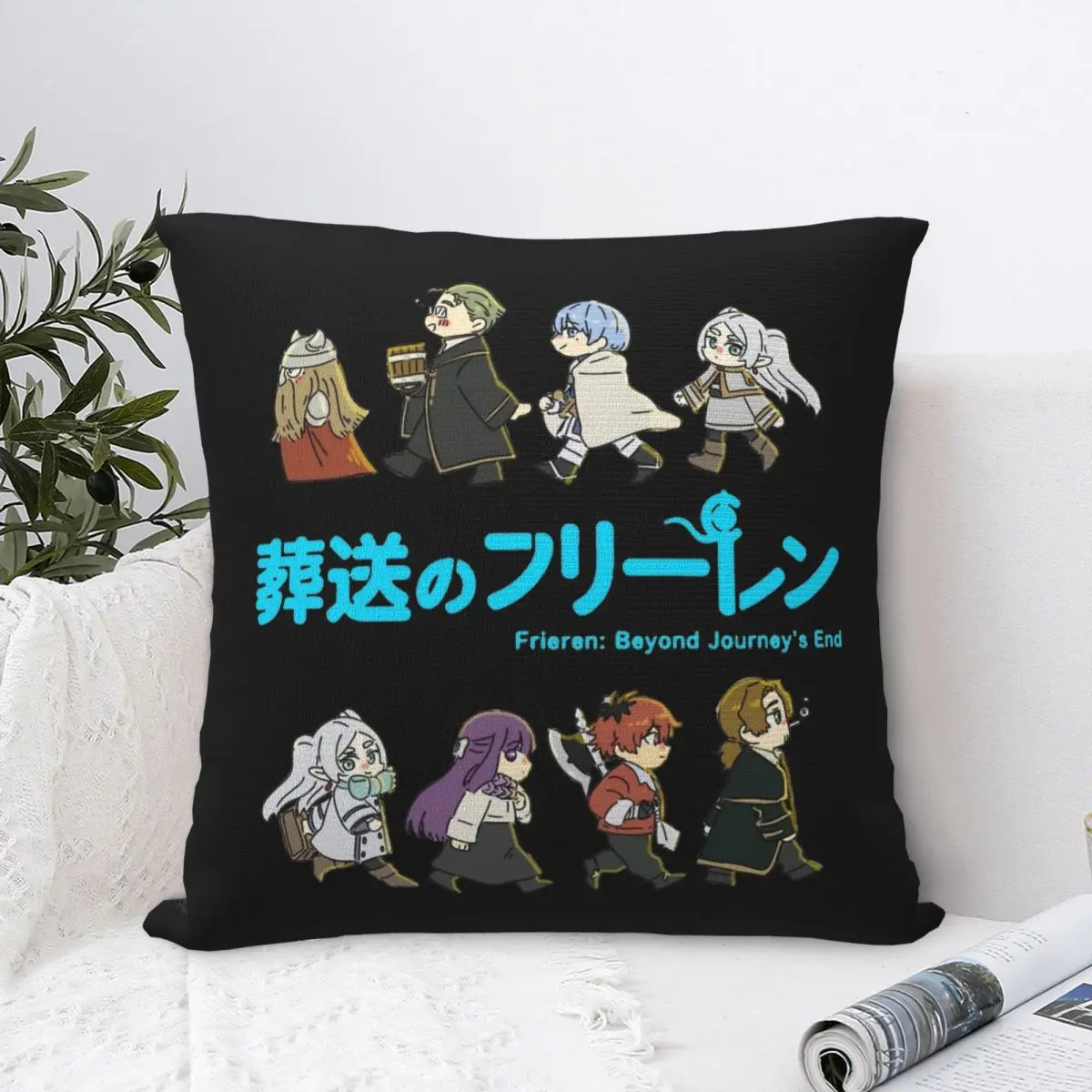 Frieren Beyond Journey's End Full Character Square Pillowcases Polyester Room Cushion Case Cute Home Decoration Pillow Cover