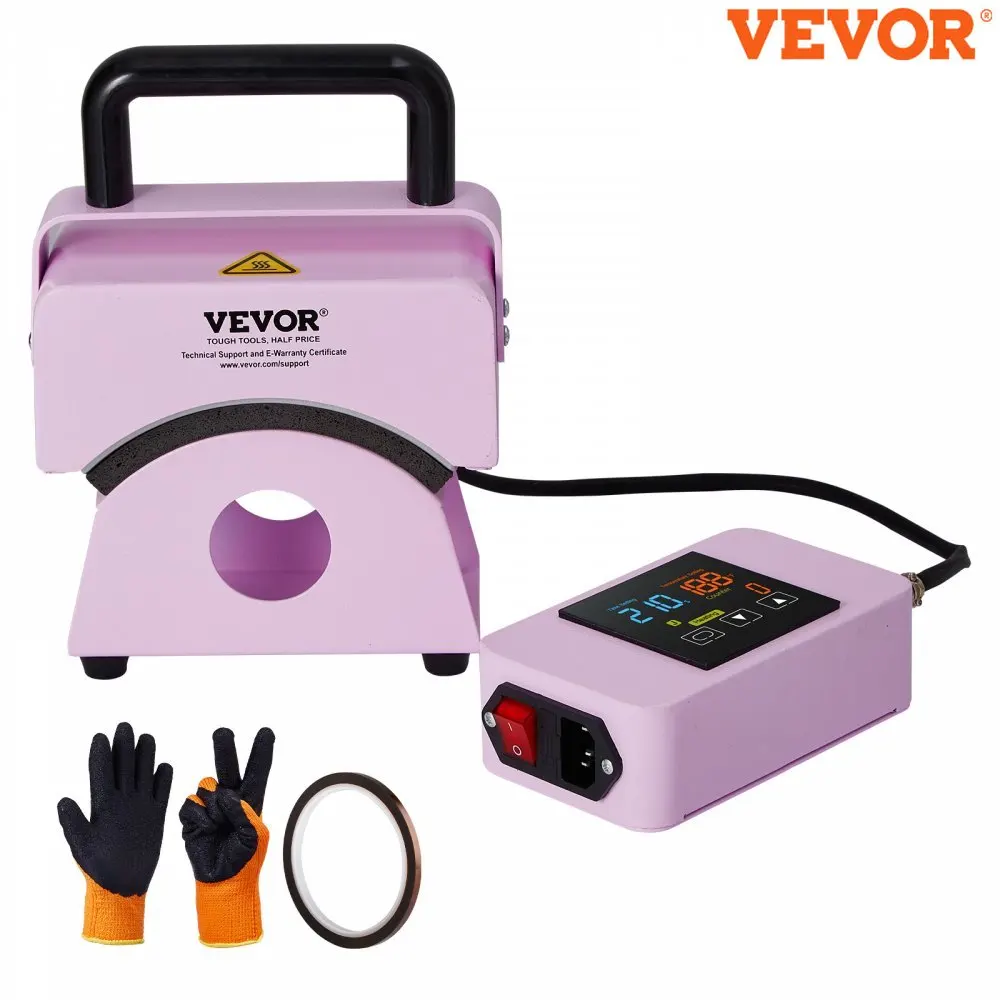 VEVOR Hat Press Machine Mini Hat Heat Press for Caps Cap Heat Press Machine Safety Base and Glove Automatic Shut-Off Purple