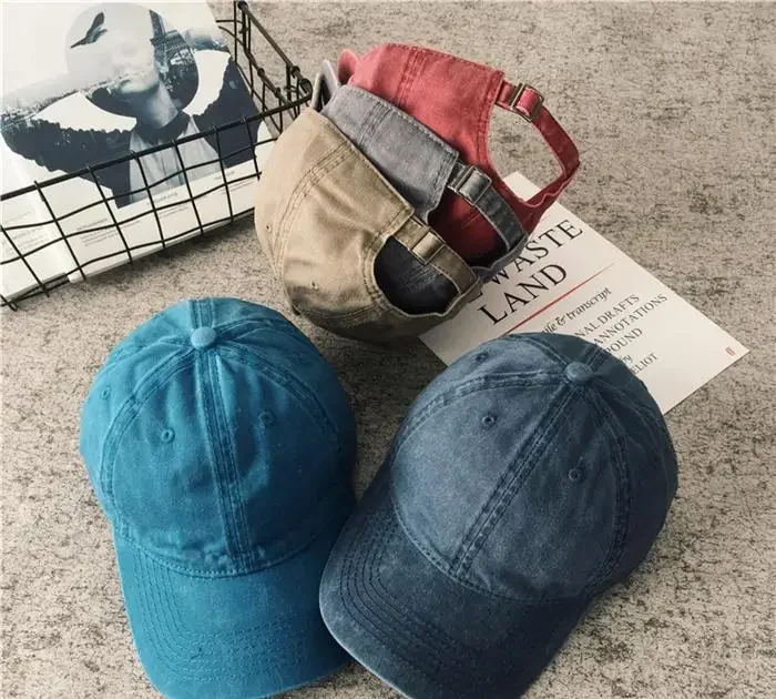 Frauen Männer Baumwolle Solide Baseball Kappe Mode Snapback Hut Weibliche Outdoor Einfache Gewaschen Vintage Visier Beiläufige Kappe Hut Für Frauen Männer – Detail 10
