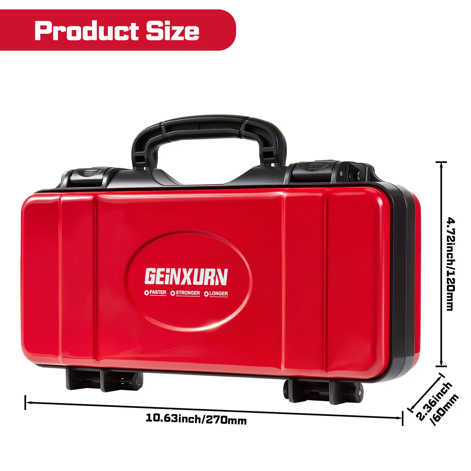Geinxurn 11”Tools Box,Portable Steel Heavy-duty Tool Case with Safety Latch and Handle for Tools Storage and Organizers,Home DIY