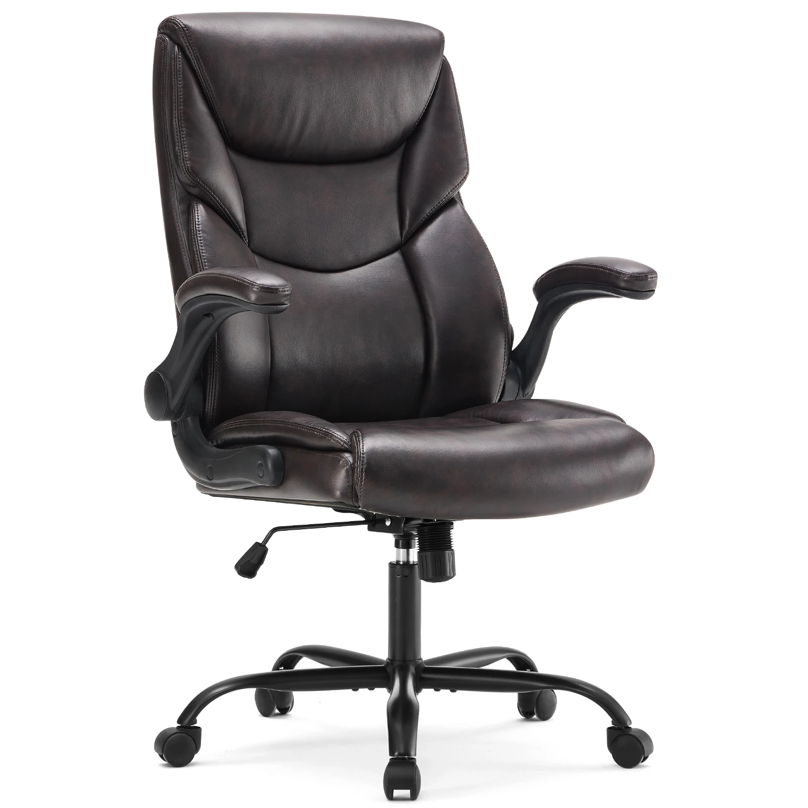 JHK Ergonomische bureaustoel Heavy Duty bureaustoel met opklapbare armen PU-leer Verstelbare draaibare rollende gamingstoel
