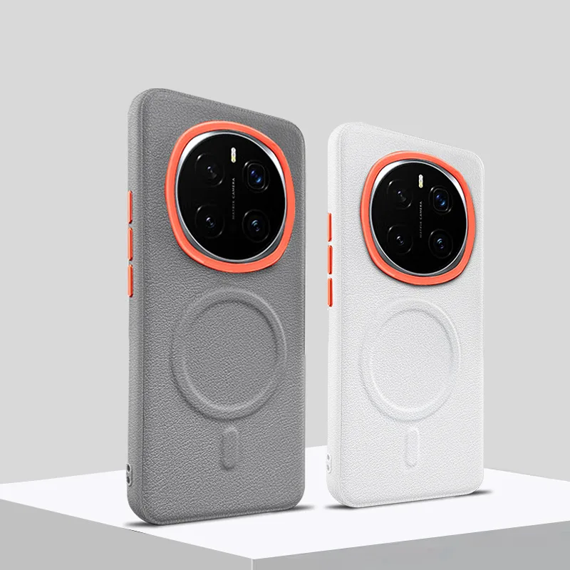 

For Honor Magic 7 Pro High-end Magnetic Plain Leather Phone Case Shell Magic7 Pro Hardware Independent Button Protective Cover