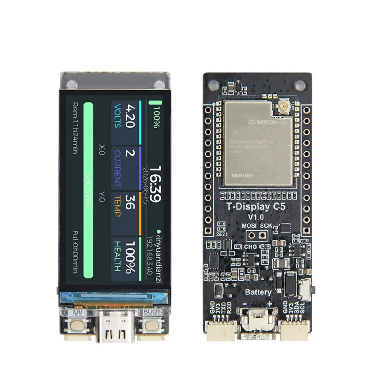 AC※▼●852-T-Display C5 C5 Development Board WiFi 6 BLE 5 IoT Display Module 1.9 Inch IPS LCD 16MB Flash 8MB PSRAM