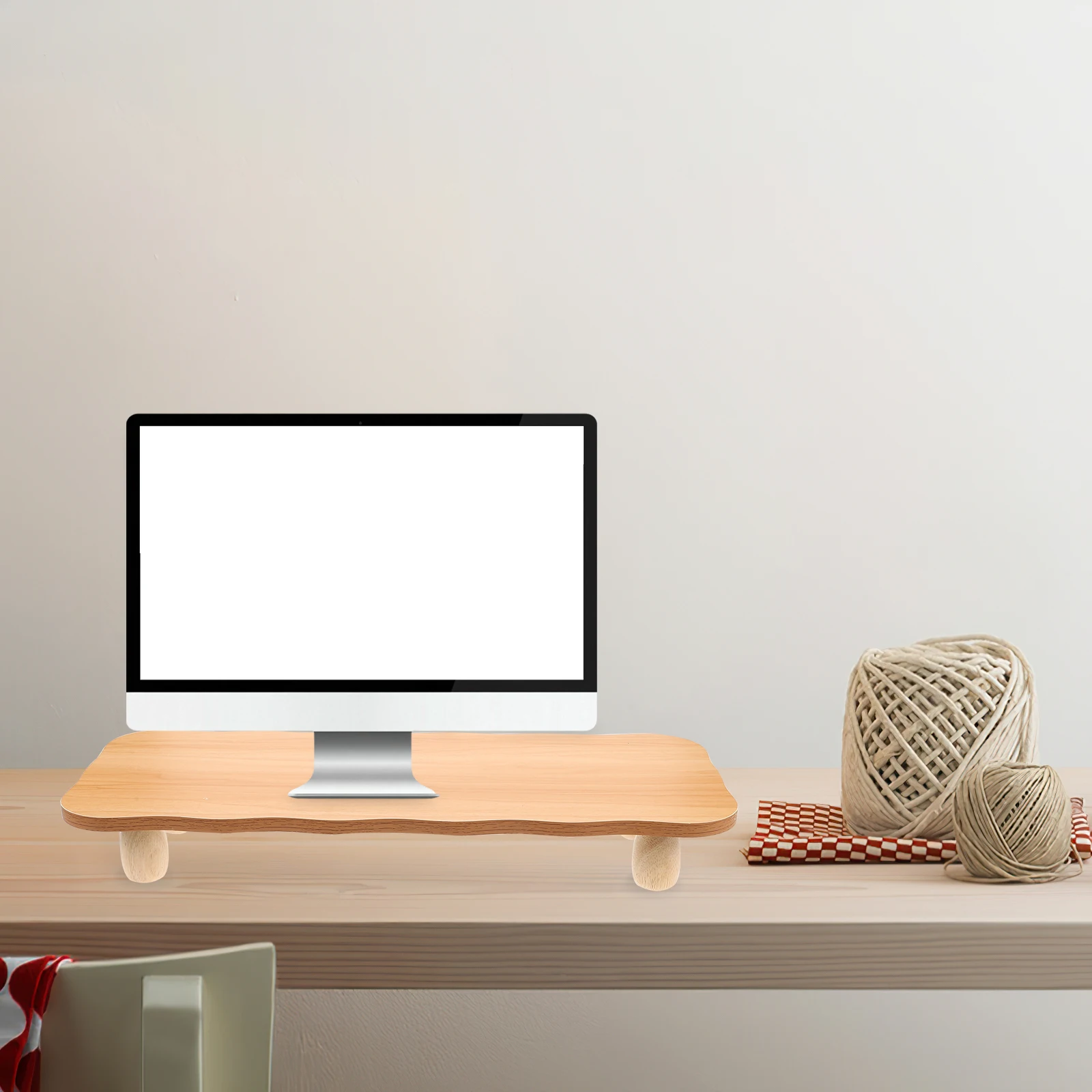 

Ergonomic Computer Stand Monitor Shelf Desktop Organizer Bamboo Design Office Multifunctional Laptop Riser Sturdy Modern Wooden