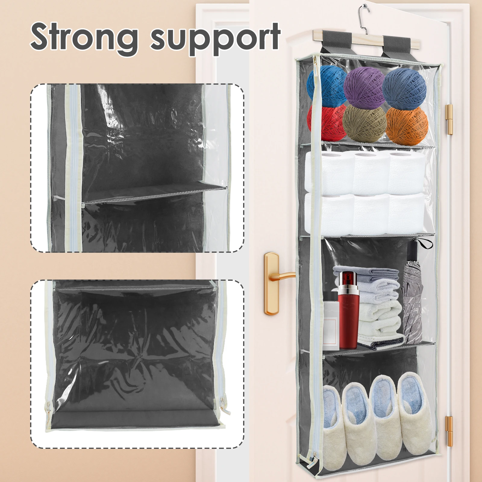 Hanging Yarn Storage Knitting Organizer Storage with 4 Compartments Large Capacity Knitting Organizer Storage Clear Wall Display