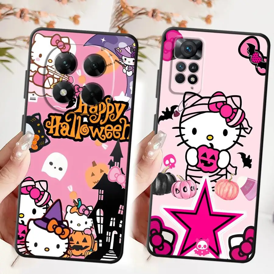 Capa rosa hello kitty halloween para xiaomi redmi note 12s 11s 11 13 12 pro plus 10 9 8 pro 10s 9s capa traseira macia de telefone