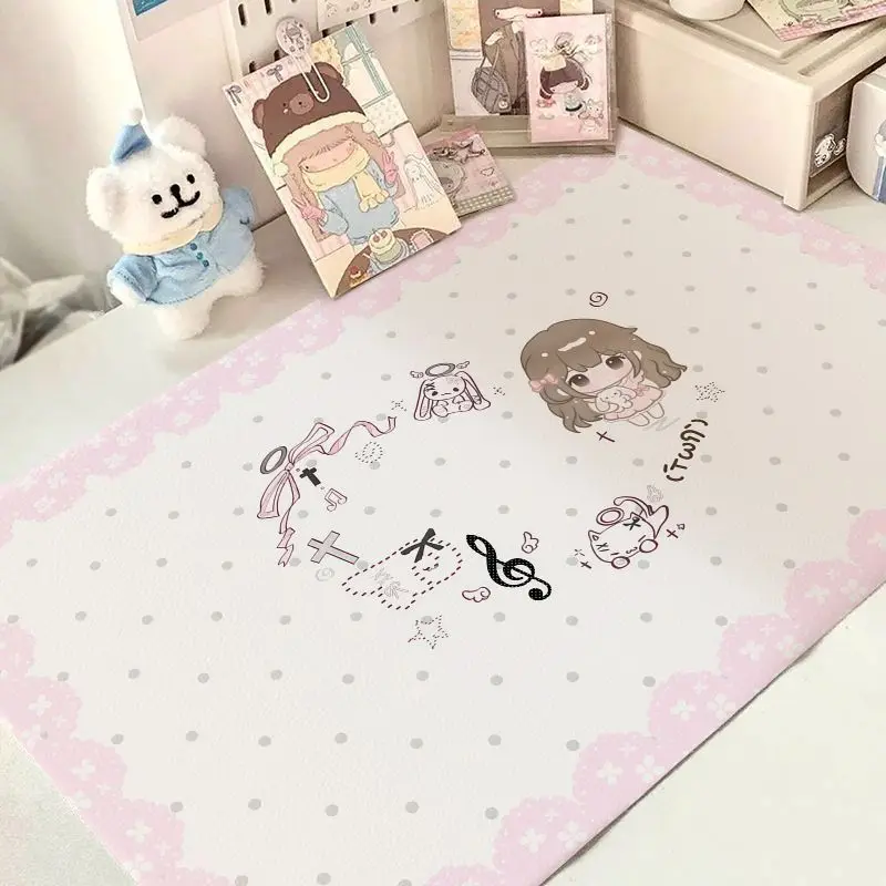 Japanese Anime Girl kawaii Soft PU Leather Mouse Pad Waterproof NonSlip Desk Mat Smooth Surface Computer Mat Laptop Deskmat
