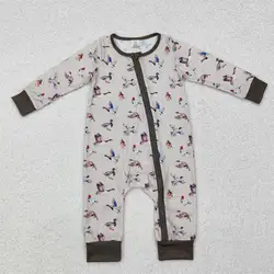 Wholesale Toddler Newborn Coverall Bodysuit Boutique Children Baby Boy Long Sleeves Romper Kids Infant Zipper Duck Clothes